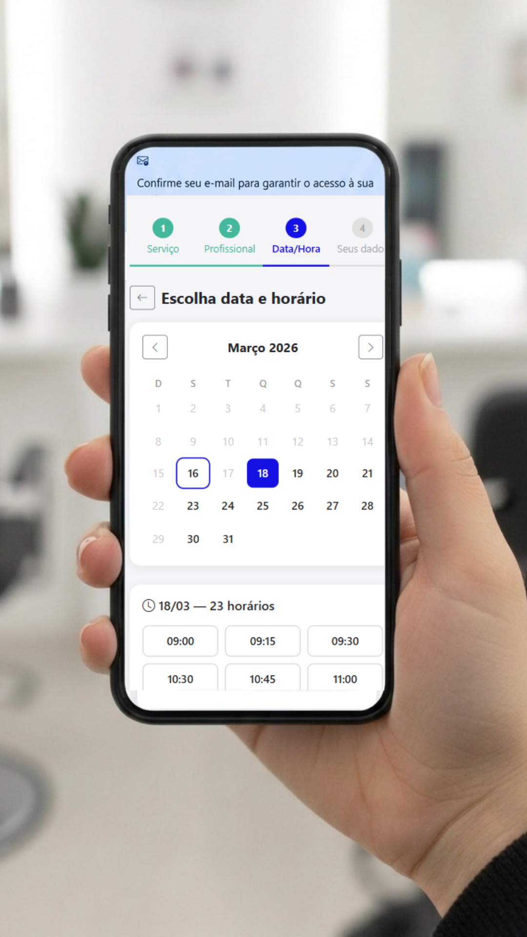 Painel de controle com todos os agendamentos